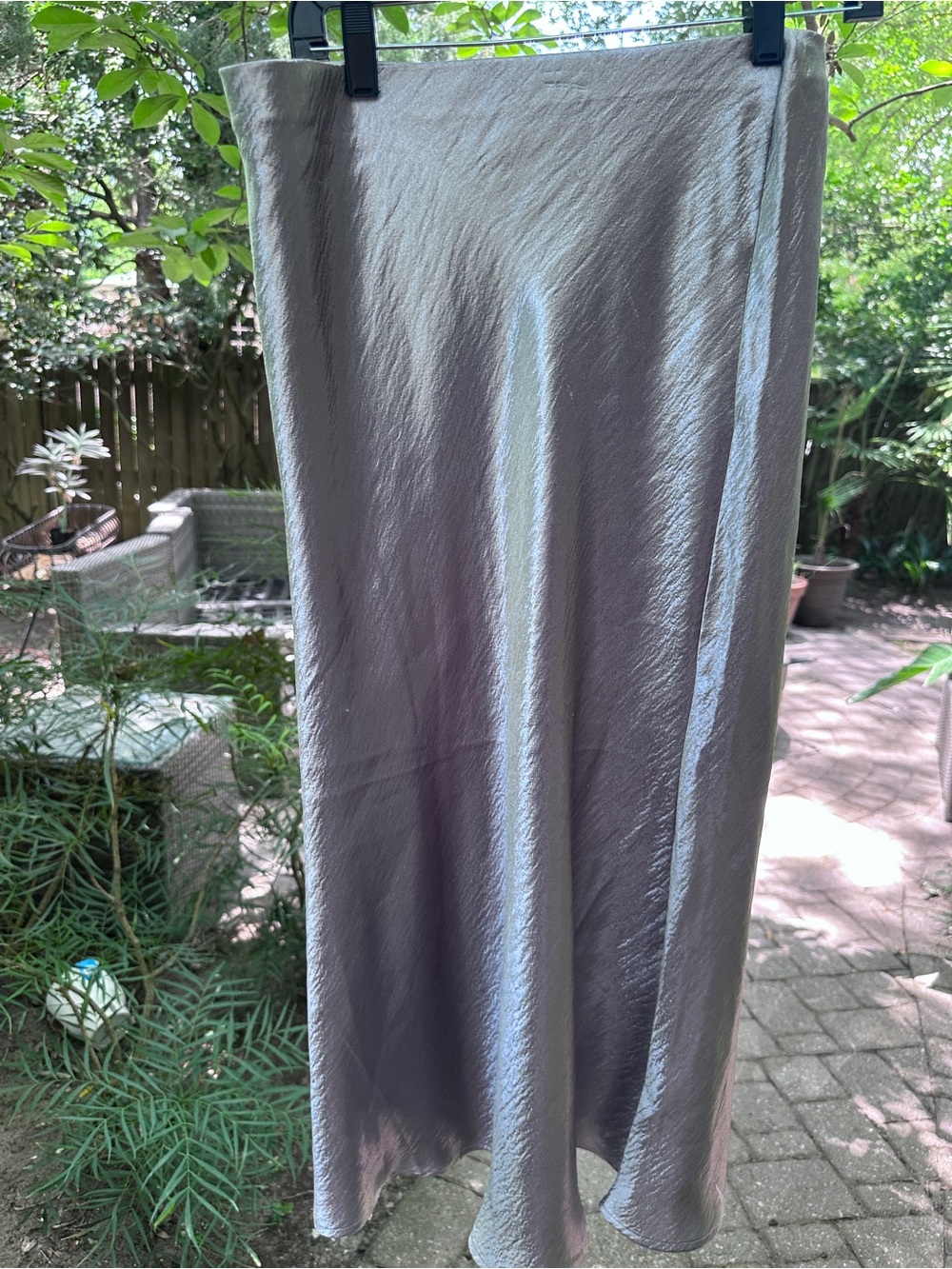Rachel Zoe Shimmery Silver Satin Slip Skirt